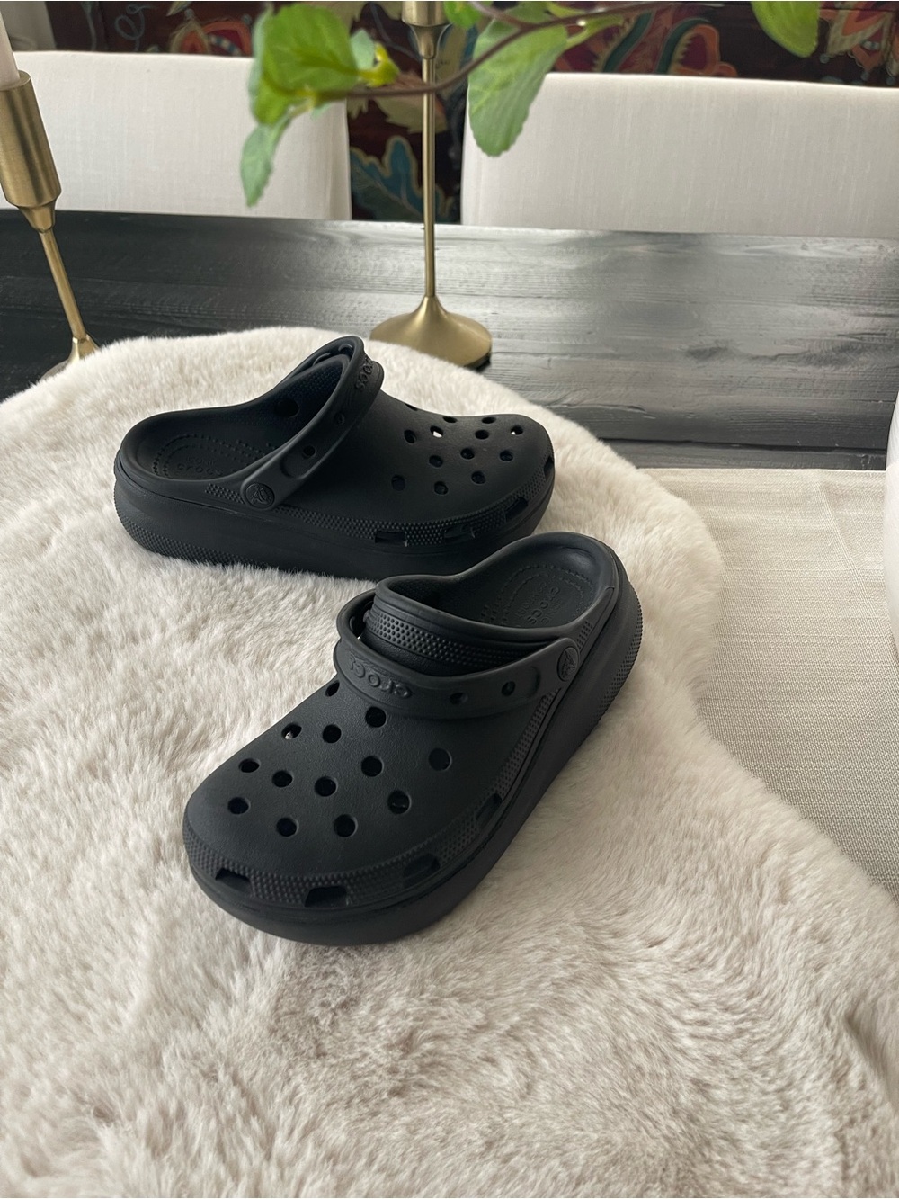 Crocs platform black shoes sz 4 youth